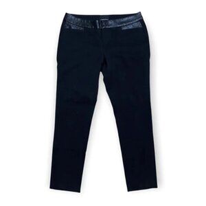 Cynthia Rowley Black Pants with  Quilted Faux Leather Waist Trim